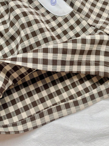 EZwear Women's Simple Daily Plaid Patchwork Home Shorts