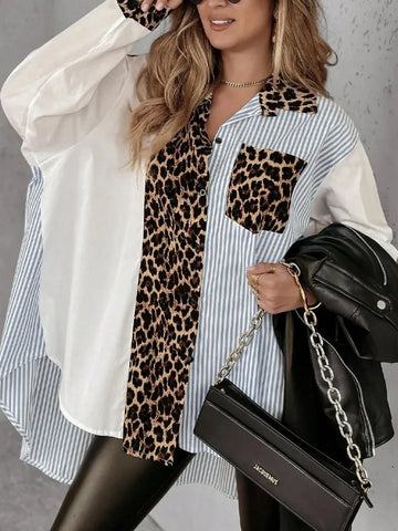 EZwear Women's Solid Color Button-Up Long Sleeve Pocket Casual Shirt