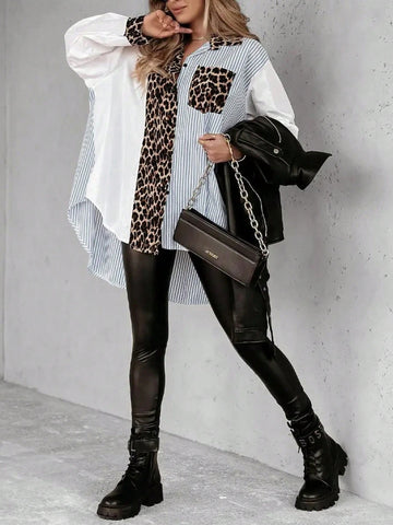 EZwear Women's Solid Color Button-Up Long Sleeve Pocket Casual Shirt