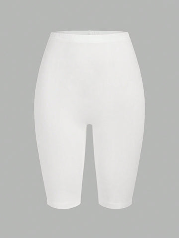 EZwear Women's Solid Color Casual Short Leggings, Suitable For Summer