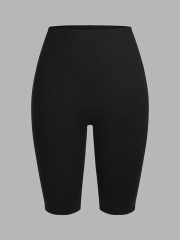 EZwear Women's Solid Color Casual Short Leggings, Suitable For Summer