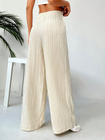 EZwear Women's Solid Color Elastic Waist Pants