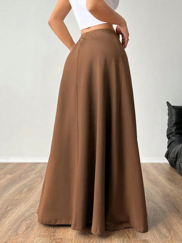 EZwear Women's Solid Color Elastic Waist Skirt