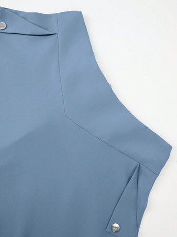 EZwear Women's Solid Color High Waist Pleated Elegant Skirt