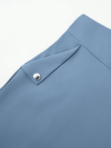 EZwear Women's Solid Color High Waist Pleated Elegant Skirt