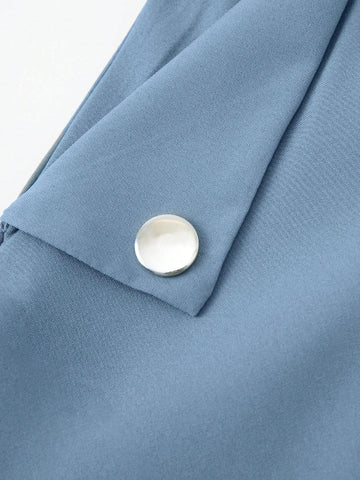 EZwear Women's Solid Color High Waist Pleated Elegant Skirt