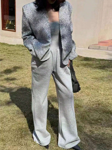 Women's Solid Color Loose Halter Wide Leg Jumpsuit With Pockets, 2-Way Wear