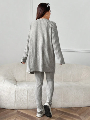 Women's Solid Color Ribbed Slim Fit Suit