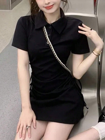 Women's Solid Color Simple Daily Short Sleeve Mini Dress