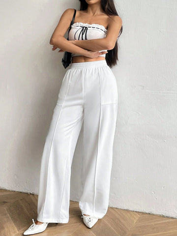 EZwear Women's Solid Color Simple Everyday Casual Spring Summer Pants