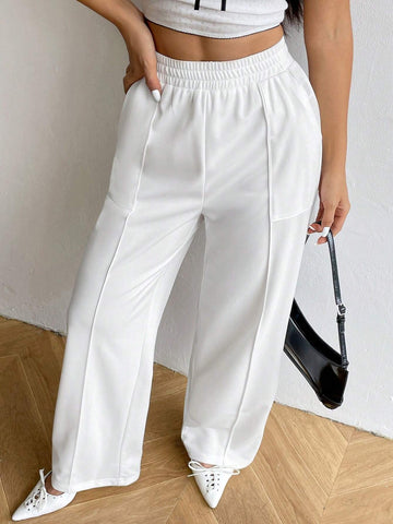 EZwear Women's Solid Color Simple Everyday Casual Spring Summer Pants