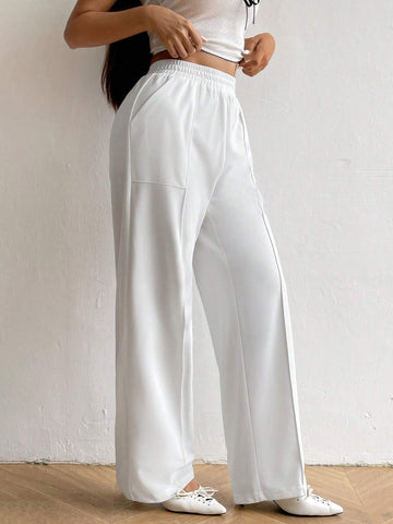 EZwear Women's Solid Color Simple Everyday Casual Spring Summer Pants