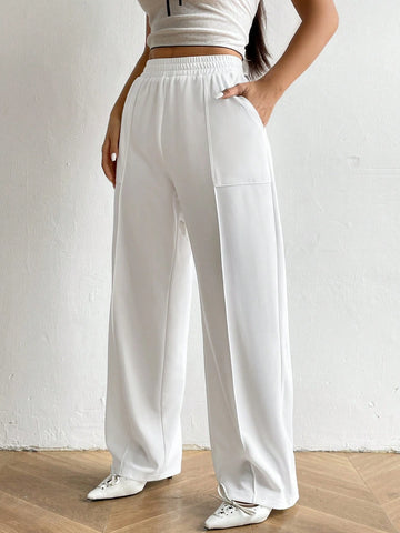 EZwear Women's Solid Color Simple Everyday Casual Spring Summer Pants