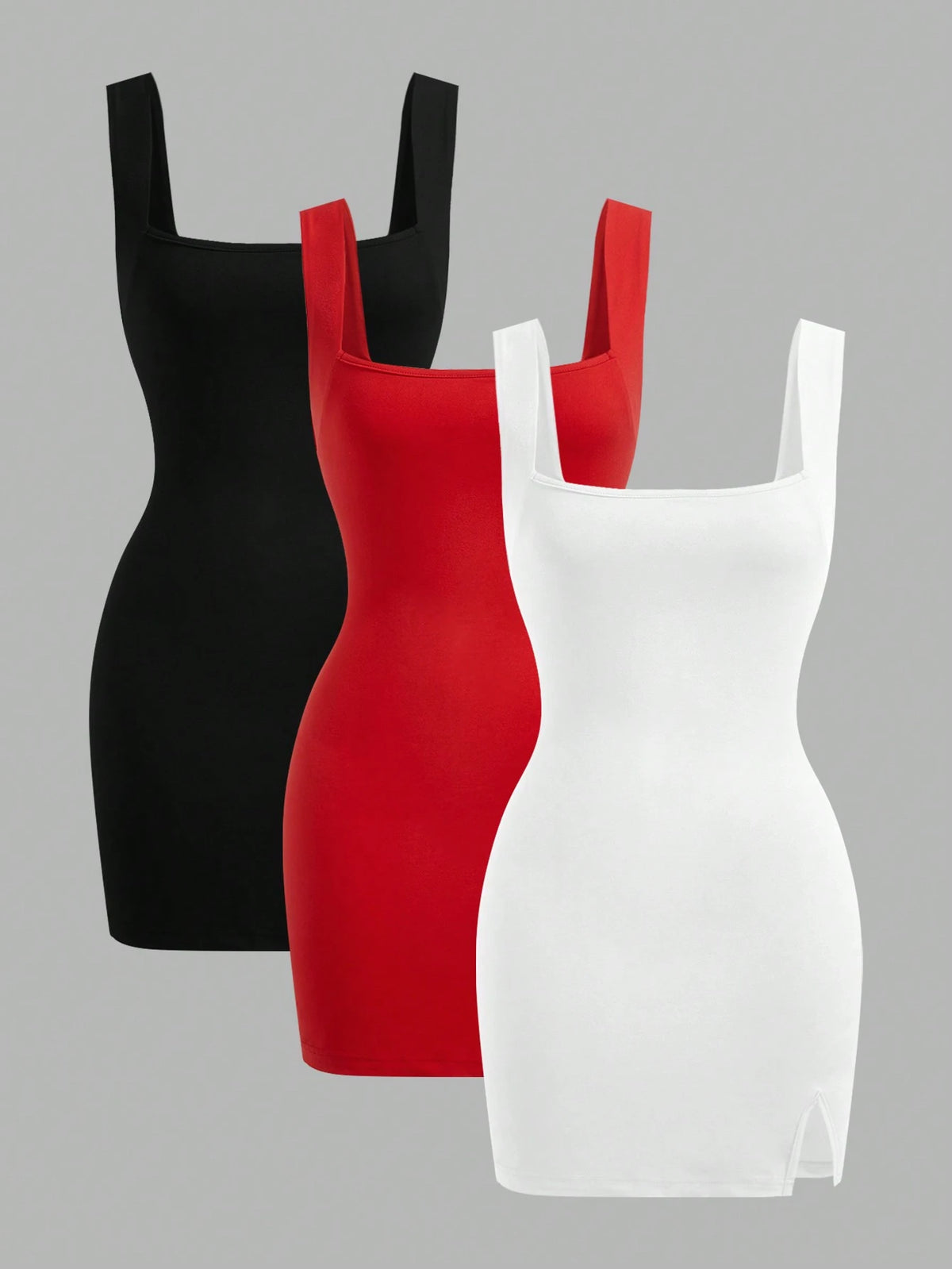 Women's Solid Color Wide Strap Simple Casual Short Mini Dress