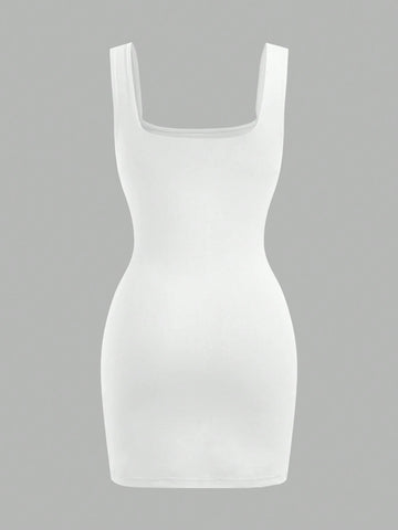 Women's Solid Color Wide Strap Simple Casual Short Mini Dress