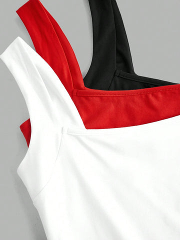 Women's Solid Color Wide Strap Simple Casual Short Mini Dress