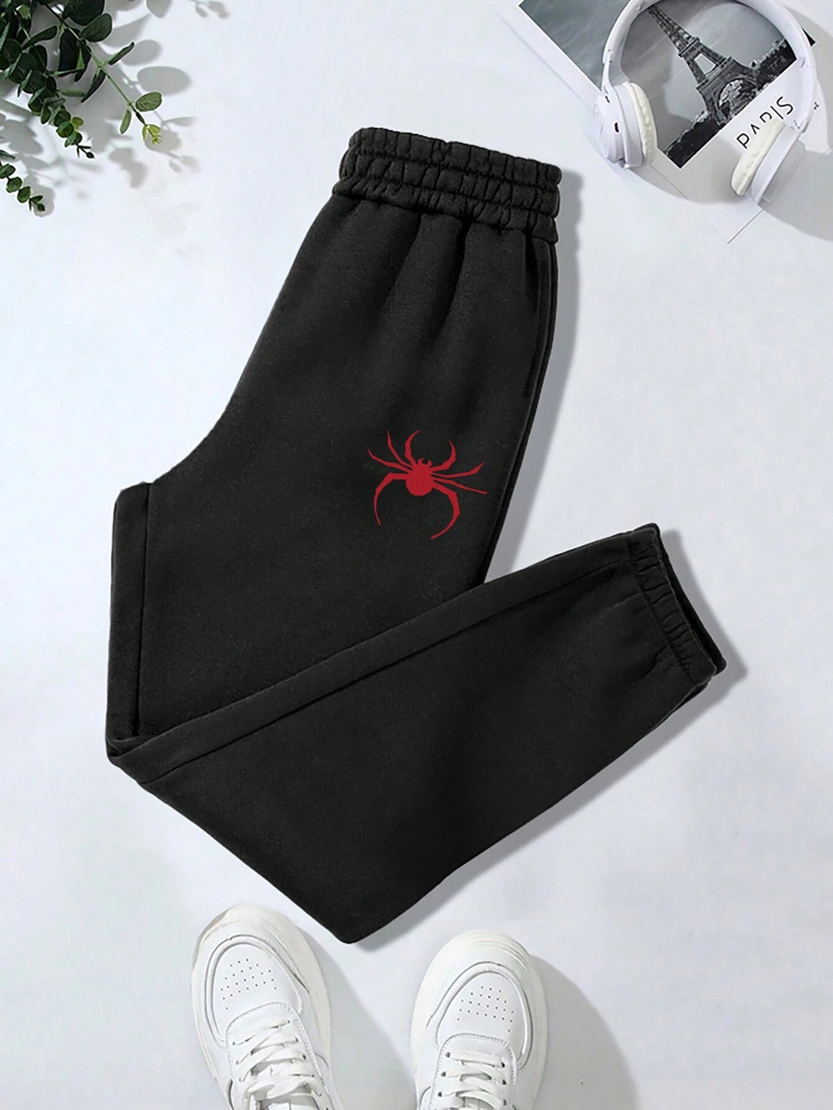 EZwear Women's Spider Printed Cuffed Joggers