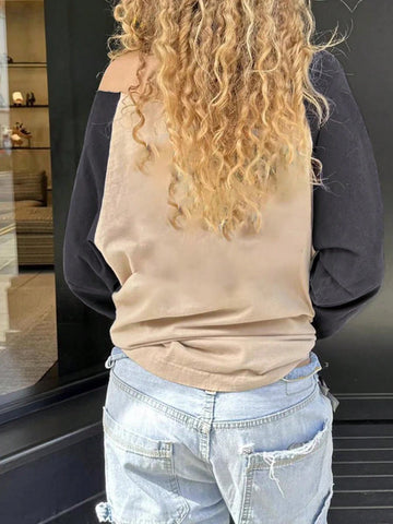 Women's Spring Autumn Casual Loose Fit Number Print Raglan Sleeve T-Shirt