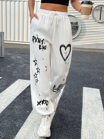 EZwear Women's Standard Size Straight Loose Drawstring Waist Wide Leg Casual Sweatpants