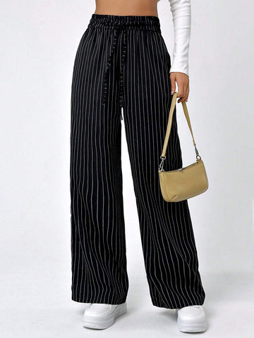 EZwear Women's Striped Loose Wide Leg Pants