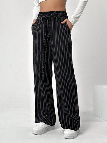 EZwear Women's Striped Loose Wide Leg Pants