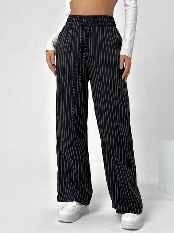 EZwear Women's Striped Loose Wide Leg Pants