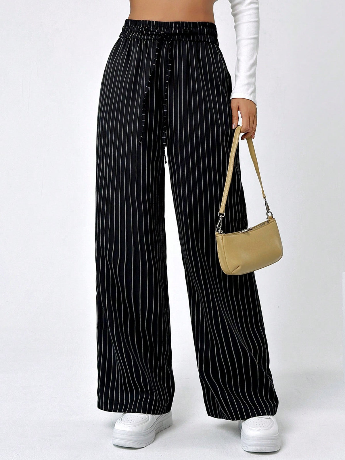 EZwear Women's Striped Loose Wide Leg Pants