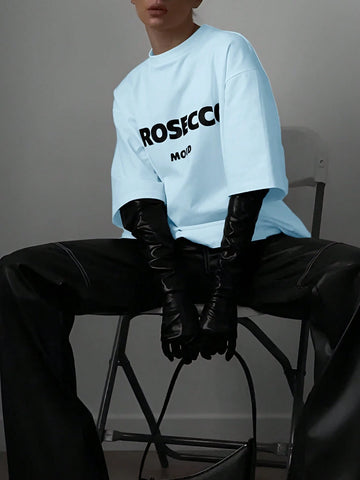 EZwear Women's Summer Casual Casual T-Shirt With Letter Print, Round Neck And Drop Shoulder Sleeves