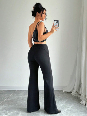 EZwear Women's Summer Casual Flared High Elasticity Slimming Long Pants