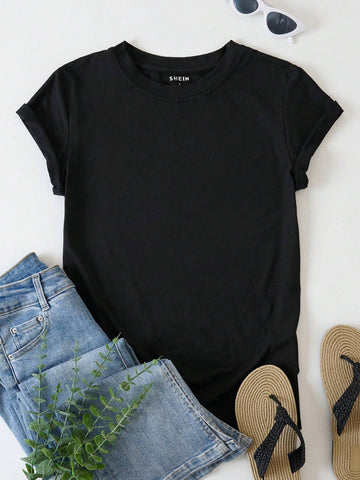 Women's Summer Casual Short Sleeve T-Shirt With Slogan And Floral Print I DON'T TRUST WORDS