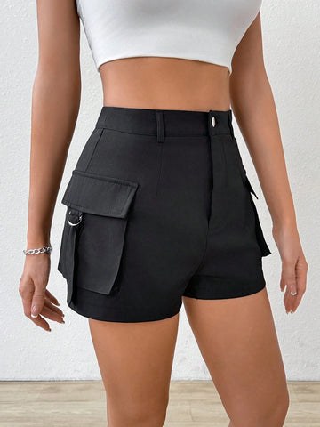 EZwear Women's Summer Casual Solid Color Cargo Shorts