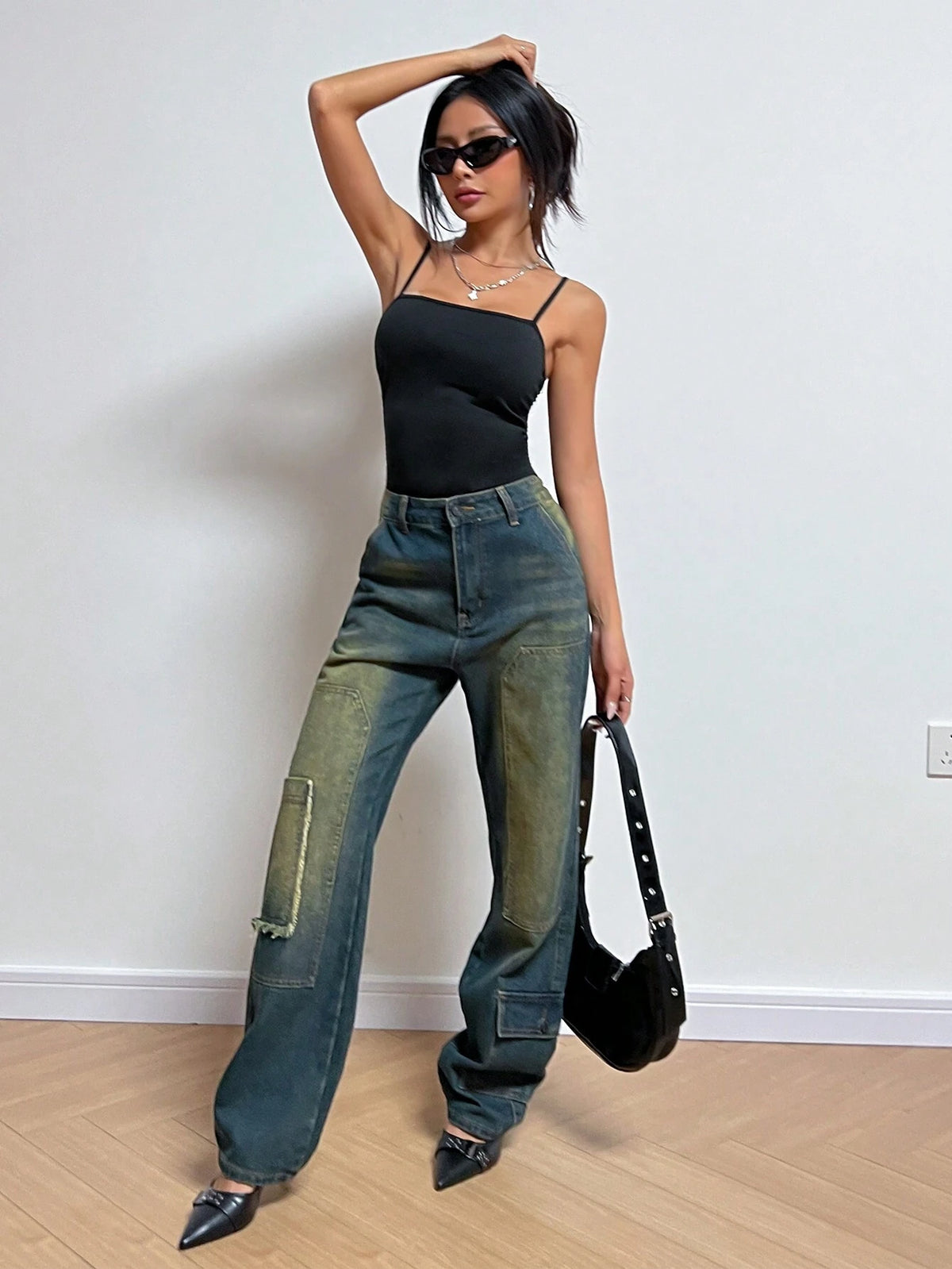 Women's Summer Casual Solid Color Ruched Slim Fit Bodysuit With Adjustable Straps