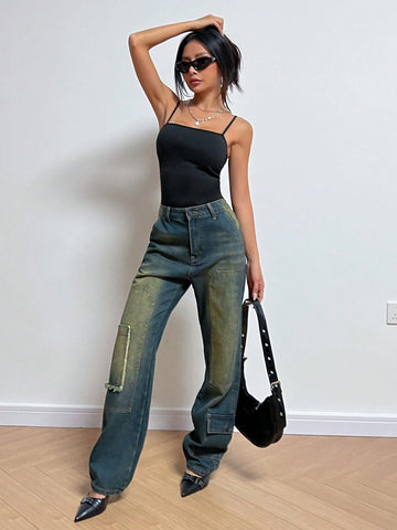 Women's Summer Casual Solid Color Ruched Slim Fit Bodysuit With Adjustable Straps