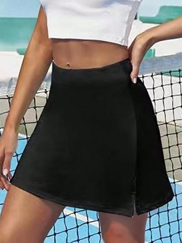 EZwear Women's Summer Casual Solid Color Side Slit Skirt
