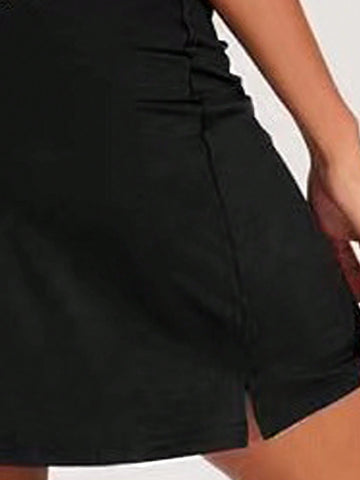 EZwear Women's Summer Casual Solid Color Side Slit Skirt