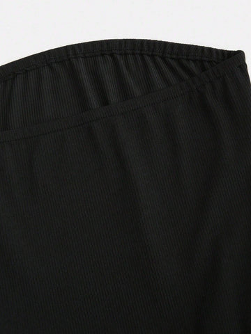 Women's Summer Fashion Strapless Leopard Print Layered Ruffle Skirt