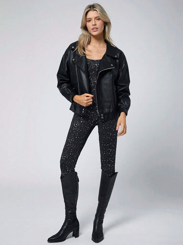 Women's Summer Glittery Tight Square Neck Sleeveless Tight Jumpsuit