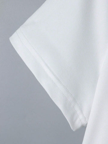 EZwear Women's Summer Letter Print Round Neck Oversized Drop-Shoulder Sleeve Casual T-Shirt