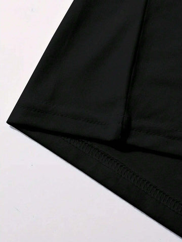 Women's Summer Loose Fit Casual T-Shirt With Round Neck, Drop Shoulder Sleeves, Letter And Bow Print