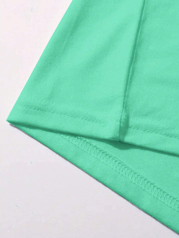 EZwear Women's Summer Short Sleeve Casual T-Shirt With Slogan And Tropical Plant Pattern, Round Neck