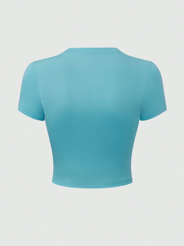 EZwear Women's Summer Short Sleeve T-Shirt With Slogan, Bow Tie And Butterfly Print, Crew Neck