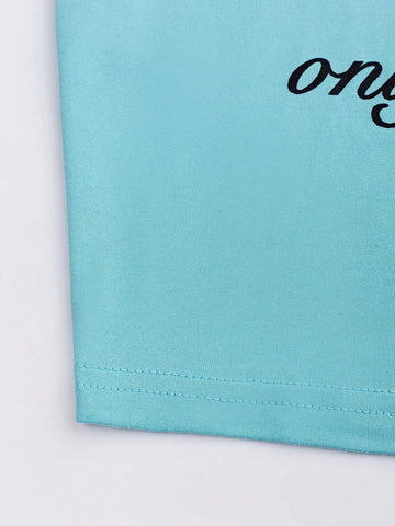 EZwear Women's Summer Short Sleeve T-Shirt With Slogan, Bow Tie And Butterfly Print, Crew Neck