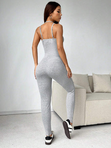 Women's Summer Solid Color Pleated Casual Cami Jumpsuit