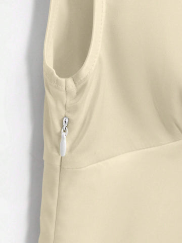 Women's Summer Solid V-Neck Front Tie Crinkle A-Line Mini Dress