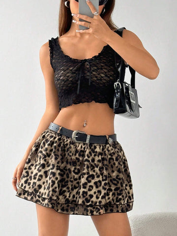 EZwear Women's Trendy And Elegant Leopard Print Skirt