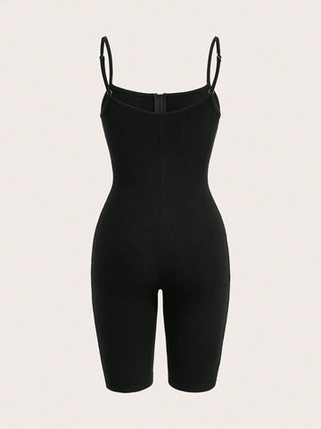 Women's Zipper Tank Top & Skinny Jumpsuit Set, 2pcs