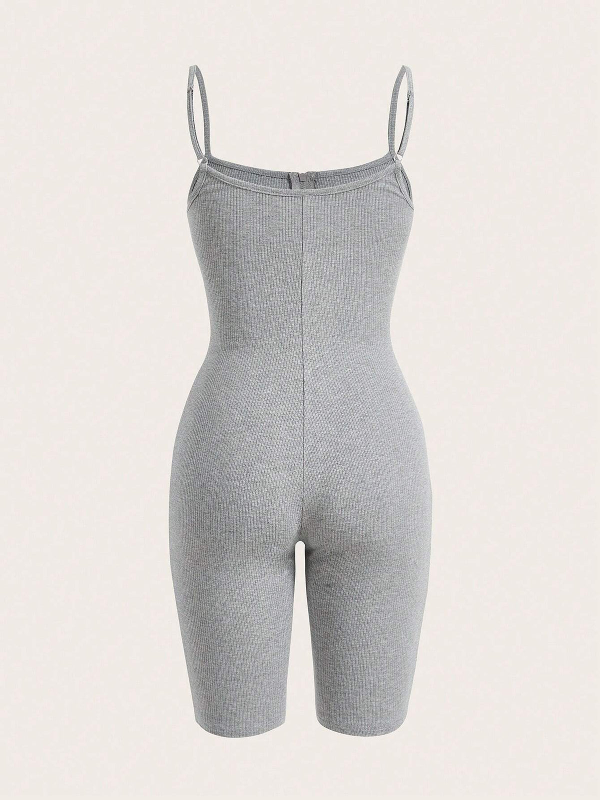 Women's Zipper Tank Top & Skinny Jumpsuit Set, 2pcs