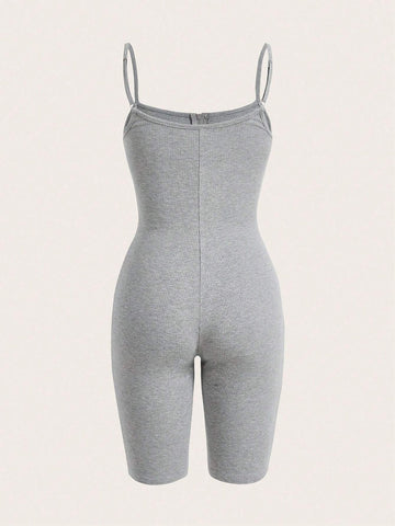 Women's Zipper Tank Top & Skinny Jumpsuit Set, 2pcs