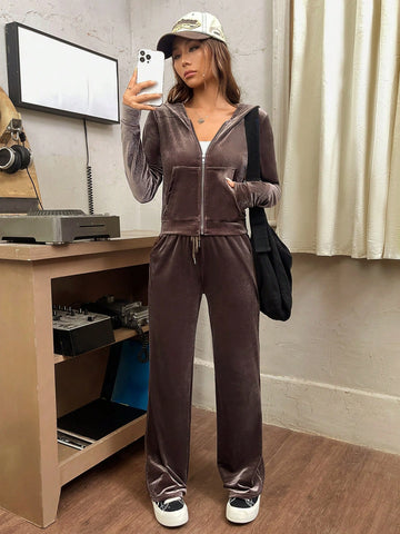 Zip Up Kangaroo Pocket Hoodie & Sweatpants