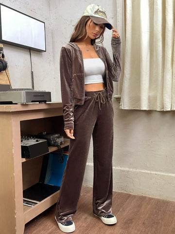 Zip Up Kangaroo Pocket Hoodie & Sweatpants